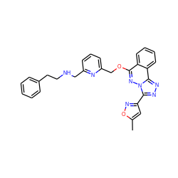 Cc1cc(-c2nnc3c4ccccc4c(OCc4cccc(CNCCc5ccccc5)n4)nn23)no1 ZINC000026496195