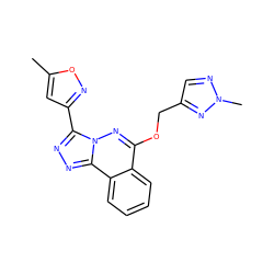 Cc1cc(-c2nnc3c4ccccc4c(OCc4cnn(C)n4)nn23)no1 ZINC000013560500