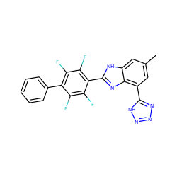 Cc1cc(-c2nnn[nH]2)c2nc(-c3c(F)c(F)c(-c4ccccc4)c(F)c3F)[nH]c2c1 ZINC000144709247