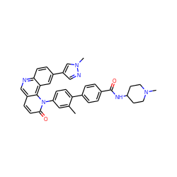 Cc1cc(-n2c(=O)ccc3cnc4ccc(-c5cnn(C)c5)cc4c32)ccc1-c1ccc(C(=O)NC2CCN(C)CC2)cc1 ZINC000072176105