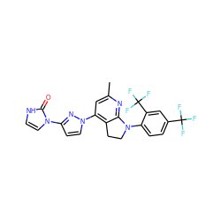 Cc1cc(-n2ccc(-n3cc[nH]c3=O)n2)c2c(n1)N(c1ccc(C(F)(F)F)cc1C(F)(F)F)CC2 ZINC000040873791