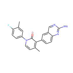 Cc1cc(-n2ccc(C)c(-c3ccc4nc(N)ncc4c3)c2=O)ccc1F ZINC000040975476