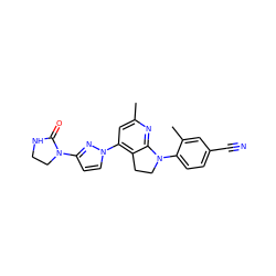 Cc1cc(-n2ccc(N3CCNC3=O)n2)c2c(n1)N(c1ccc(C#N)cc1C)CC2 ZINC000006716353