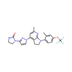 Cc1cc(-n2ccc(N3CCNC3=O)n2)c2c(n1)N(c1ccc(OC(F)(F)F)cc1C)CC2 ZINC000040847862