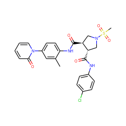 Cc1cc(-n2ccccc2=O)ccc1NC(=O)[C@H]1CN(S(C)(=O)=O)C[C@@H]1C(=O)Nc1ccc(Cl)cc1 ZINC000058584020