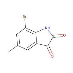 Cc1cc(Br)c2c(c1)C(=O)C(=O)N2 ZINC000002977810