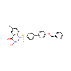 Cc1cc(Br)cc(C(=O)NO)c1N(C)S(=O)(=O)c1ccc(-c2ccc(OCc3ccccc3)cc2)cc1 ZINC000026276192