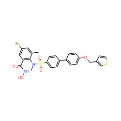 Cc1cc(Br)cc(C(=O)NO)c1N(C)S(=O)(=O)c1ccc(-c2ccc(OCc3ccsc3)cc2)cc1 ZINC000026282329