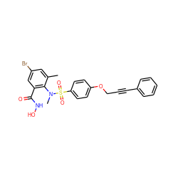 Cc1cc(Br)cc(C(=O)NO)c1N(C)S(=O)(=O)c1ccc(OCC#Cc2ccccc2)cc1 ZINC000028225209