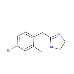 Cc1cc(Br)cc(C)c1CC1=NCCN1 ZINC000013779804