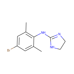 Cc1cc(Br)cc(C)c1NC1=NCCN1 ZINC000028359956