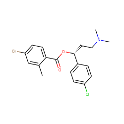 Cc1cc(Br)ccc1C(=O)O[C@H](CCN(C)C)c1ccc(Cl)cc1 ZINC000013684960