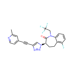 Cc1cc(C#Cc2cn([C@@H]3CCc4c(F)cccc4N(CC(F)(F)F)C3=O)nn2)ccn1 ZINC000068207741