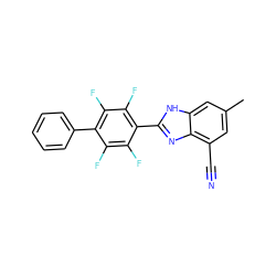 Cc1cc(C#N)c2nc(-c3c(F)c(F)c(-c4ccccc4)c(F)c3F)[nH]c2c1 ZINC000144708000