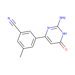 Cc1cc(C#N)cc(-c2cc(=O)[nH]c(N)n2)c1 ZINC000103254704