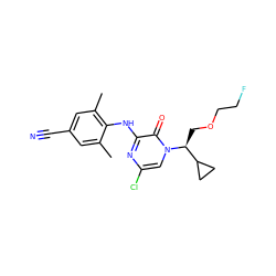 Cc1cc(C#N)cc(C)c1Nc1nc(Cl)cn([C@@H](COCCF)C2CC2)c1=O ZINC000095604216