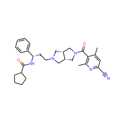 Cc1cc(C#N)nc(C)c1C(=O)N1C[C@@H]2CN(CC[C@H](NC(=O)C3CCCC3)c3ccccc3)C[C@@H]2C1 ZINC000049784298