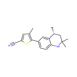 Cc1cc(C#N)sc1-c1ccc2c(c1)[C@H](C)CC(C)(C)N2 ZINC000003832313