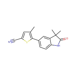 Cc1cc(C#N)sc1-c1ccc2c(c1)C(C)(C)C(=O)N2 ZINC000013860675