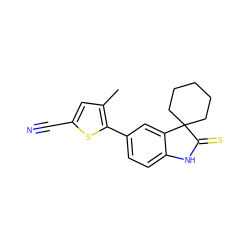 Cc1cc(C#N)sc1-c1ccc2c(c1)C1(CCCCC1)C(=S)N2 ZINC000013488911