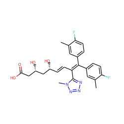 Cc1cc(C(=C(/C=C/[C@@H](O)C[C@@H](O)CC(=O)O)c2nnnn2C)c2ccc(F)c(C)c2)ccc1F ZINC000026816871