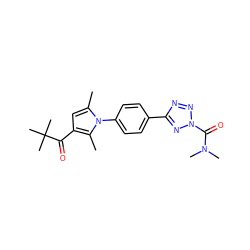 Cc1cc(C(=O)C(C)(C)C)c(C)n1-c1ccc(-c2nnn(C(=O)N(C)C)n2)cc1 ZINC000096258080