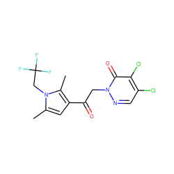 Cc1cc(C(=O)Cn2ncc(Cl)c(Cl)c2=O)c(C)n1CC(F)(F)F ZINC000003464924