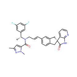 Cc1cc(C(=O)N(C/C=C/c2ccc3c(c2)C[C@@]2(C3)C(=O)Nc3ncccc32)[C@H](C)c2cc(F)cc(F)c2)n(C)n1 ZINC000096174425