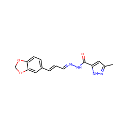 Cc1cc(C(=O)N/N=C/C=C/c2ccc3c(c2)OCO3)[nH]n1 ZINC000018325023