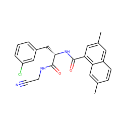 Cc1cc(C(=O)N[C@@H](Cc2cccc(Cl)c2)C(=O)NCC#N)c2cc(C)ccc2c1 ZINC000043010422