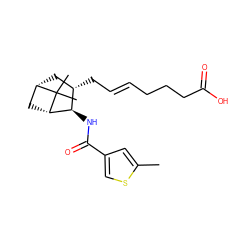 Cc1cc(C(=O)N[C@@H]2[C@@H](C/C=C/CCCC(=O)O)C[C@H]3C[C@@H]2C3(C)C)cs1 ZINC000026488124