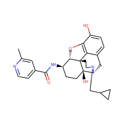 Cc1cc(C(=O)N[C@@H]2CC[C@@]3(O)[C@H]4Cc5ccc(O)c6c5[C@@]3(CCN4CC3CC3)[C@H]2O6)ccn1 ZINC000072105895