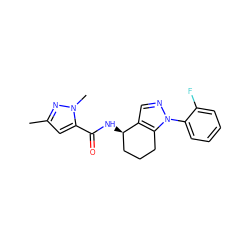 Cc1cc(C(=O)N[C@@H]2CCCc3c2cnn3-c2ccccc2F)n(C)n1 ZINC000066114169