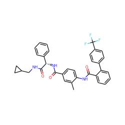 Cc1cc(C(=O)N[C@H](C(=O)NCC2CC2)c2ccccc2)ccc1NC(=O)c1ccccc1-c1ccc(C(F)(F)F)cc1 ZINC000036184516