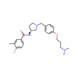 Cc1cc(C(=O)N[C@H]2CCN(Cc3ccc(OCCCN(C)C)cc3)C2)ccc1Cl ZINC000028474996