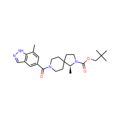 Cc1cc(C(=O)N2CCC3(CC2)CCN(C(=O)OCC(C)(C)C)[C@H]3C)cc2cn[nH]c12 ZINC000263621349