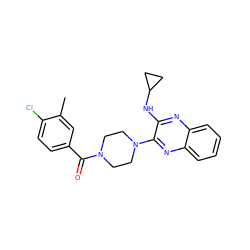 Cc1cc(C(=O)N2CCN(c3nc4ccccc4nc3NC3CC3)CC2)ccc1Cl ZINC000144342721