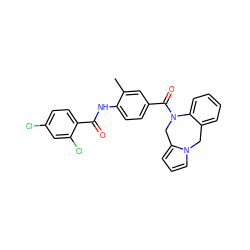 Cc1cc(C(=O)N2Cc3cccn3Cc3ccccc32)ccc1NC(=O)c1ccc(Cl)cc1Cl ZINC000013780031