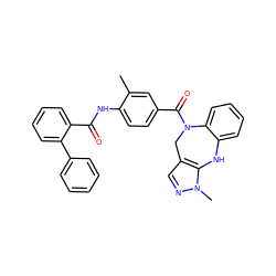 Cc1cc(C(=O)N2Cc3cnn(C)c3Nc3ccccc32)ccc1NC(=O)c1ccccc1-c1ccccc1 ZINC000045385055