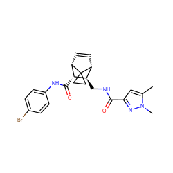 Cc1cc(C(=O)NC[C@H]2[C@H](C(=O)Nc3ccc(Br)cc3)[C@@H]3C=C[C@H]2C32CC2)nn1C ZINC000168453211