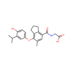 Cc1cc(C(=O)NCC(=O)O)c2c(c1Oc1ccc(O)c(C(C)C)c1)CCC2 ZINC000038477746