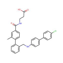 Cc1cc(C(=O)NCCC(=O)O)ccc1-c1ccccc1CNc1ccc(-c2ccc(Cl)cc2)cc1 ZINC000148114419