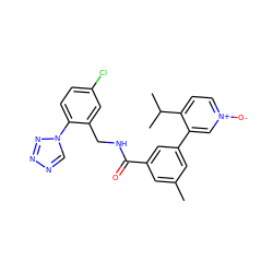 Cc1cc(C(=O)NCc2cc(Cl)ccc2-n2cnnn2)cc(-c2c[n+]([O-])ccc2C(C)C)c1 ZINC000066073835