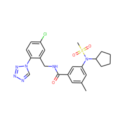 Cc1cc(C(=O)NCc2cc(Cl)ccc2-n2cnnn2)cc(N(C2CCCC2)S(C)(=O)=O)c1 ZINC000066066484