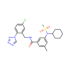 Cc1cc(C(=O)NCc2cc(Cl)ccc2-n2cnnn2)cc(N(C2CCCCC2)S(C)(=O)=O)c1 ZINC000066066482