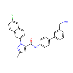 Cc1cc(C(=O)Nc2ccc(-c3cccc(CN)c3)cc2)n(-c2ccc3cc(Cl)ccc3c2)n1 ZINC000028228666