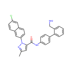 Cc1cc(C(=O)Nc2ccc(-c3ccccc3CN)cc2)n(-c2ccc3cc(Cl)ccc3c2)n1 ZINC000028233058