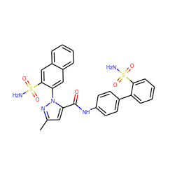 Cc1cc(C(=O)Nc2ccc(-c3ccccc3S(N)(=O)=O)cc2)n(-c2cc3ccccc3cc2S(N)(=O)=O)n1 ZINC000029400157