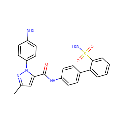 Cc1cc(C(=O)Nc2ccc(-c3ccccc3S(N)(=O)=O)cc2)n(-c2ccc(N)cc2)n1 ZINC000013527732