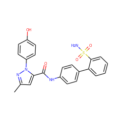 Cc1cc(C(=O)Nc2ccc(-c3ccccc3S(N)(=O)=O)cc2)n(-c2ccc(O)cc2)n1 ZINC000013529935